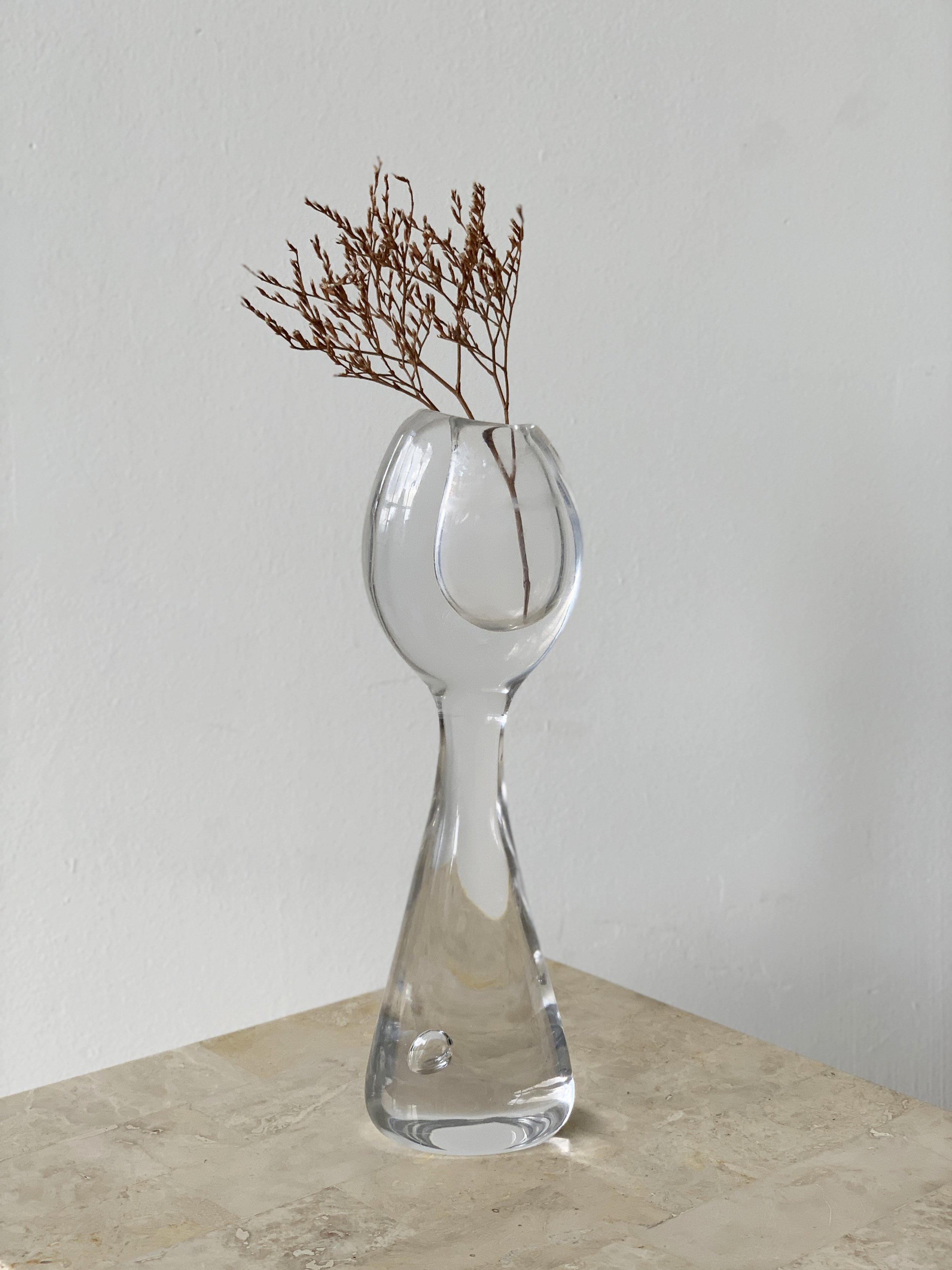 Vintage Kosta Boda Blown Glass Orchid Vase by Vicke Lindstrand